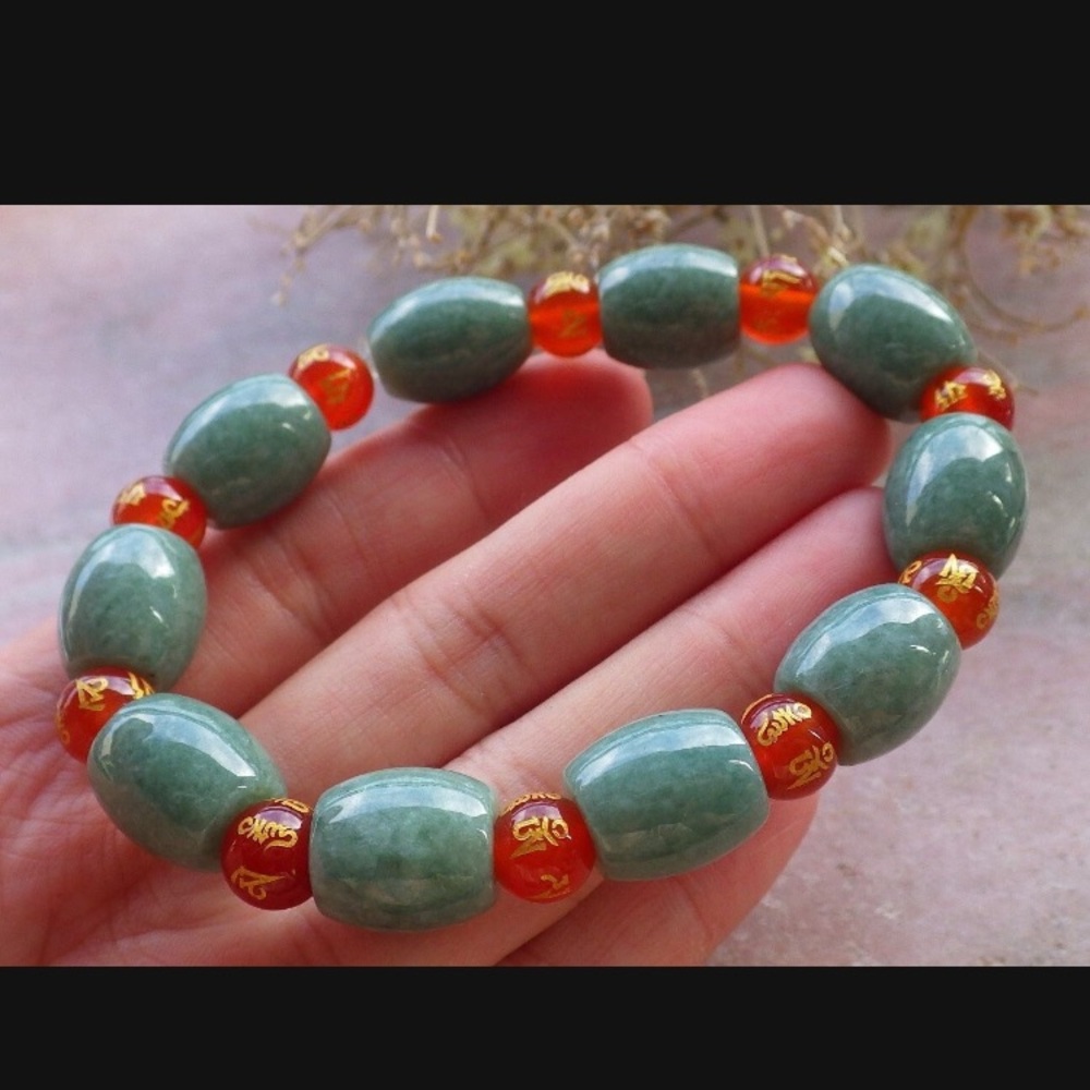 Green and Orange Beaded bracelet